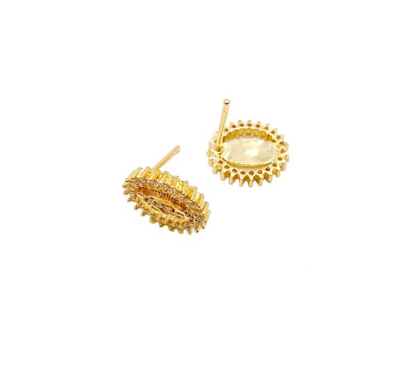 Gold CZ Micro Pave Our Lady of Guadalupe Earrings