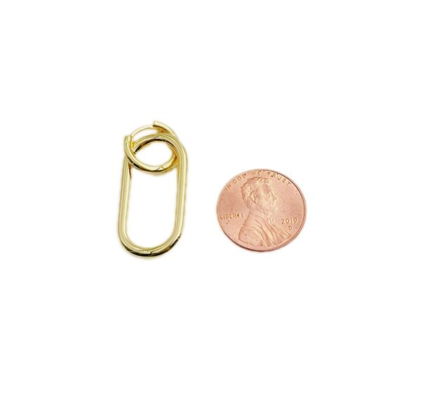 Gold Dainty Hoop w/ Oval Earrings bigger than a coin