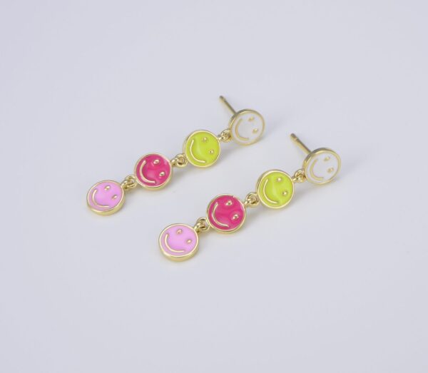 1 pair Colorful Enamel Smiley Face Stud Earrings
