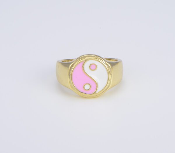 Dainty Colorful Enamel Yin Yang Adjustable Ring,