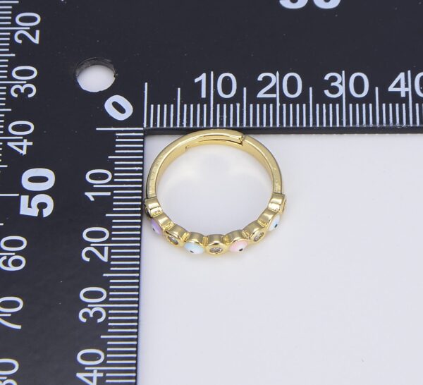 Gold Colorful Enamel Evil Eye Shape Adjustable Ring