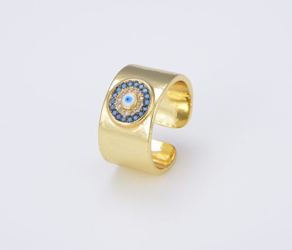 Gold Filled Evil Eye Adjustable Open Ring