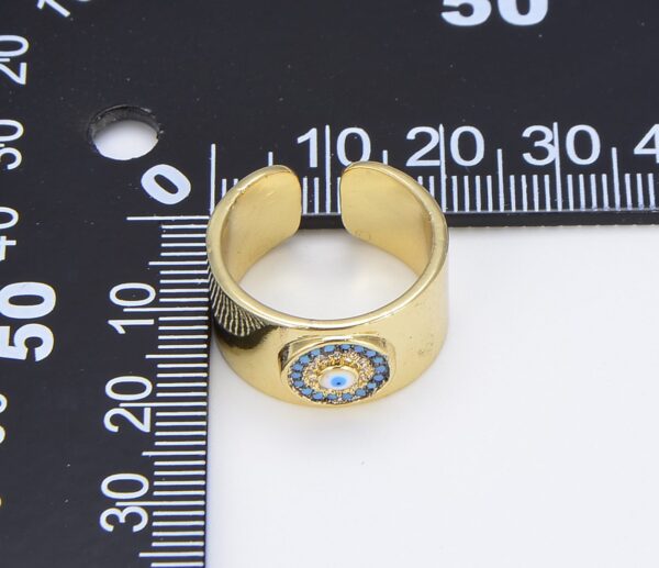 Gold Filled Evil Eye Adjustable Open Ring