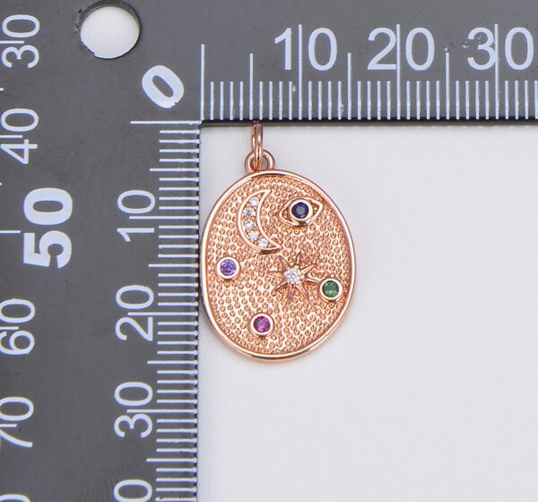 Multi Color CZ Planet in the Ovum Universe Pendant Gold Filled Charm