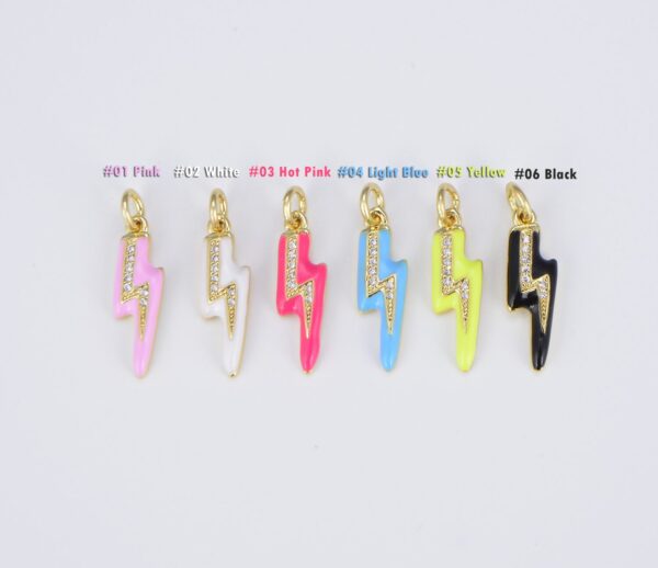 Gold Filled Colorful Enamel Lighting Bolt Charm Pendant