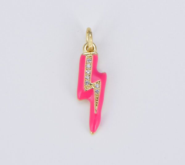 Gold Filled Colorful Enamel Lighting Bolt Charm Pendant