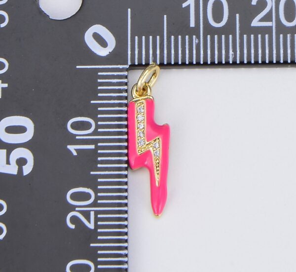 Gold Filled Colorful Enamel Lighting Bolt Charm Pendant