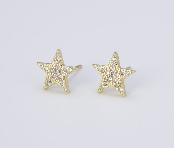 Gold Filled 1 pair Dainty Star CZ Stud Earrings