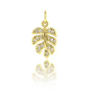 Gold Micro Pave CZ Feather/Leaf Charms
