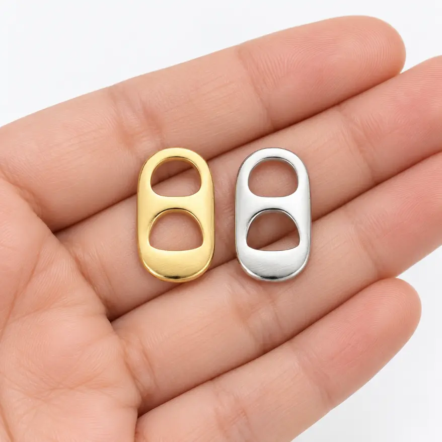 Gold Filled Soda Pull Tab Charm, Double Hole Can Tab Connector, Beverage Pendant, Bracelet Necklace Jewelry Making Supply, CP1294 - Image 2