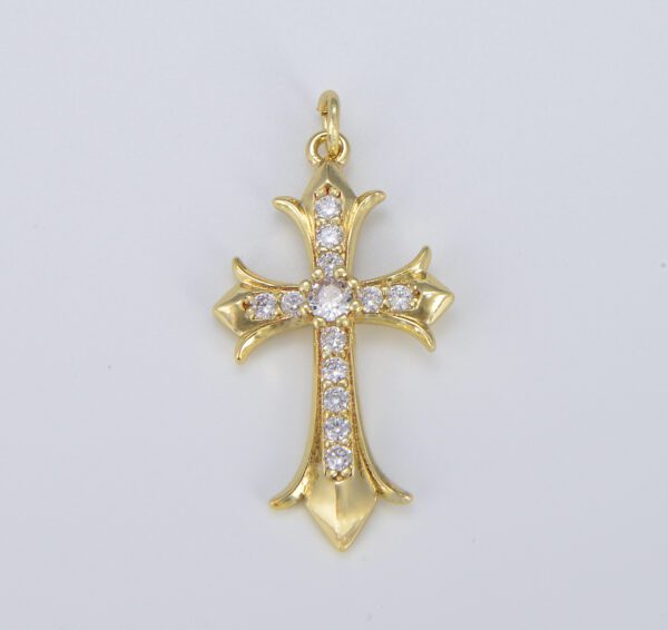 Minimalist Simple Cross Micro Pave CZ CP1568 - BeadsCreation4u