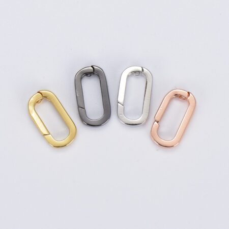 Carabiner Spring Push Clasp, 18K Gold Screw Clasp Oval Lock, Interlocking Oval Lock Clasp, Push Gate Clasp, 14x7mm, CL502