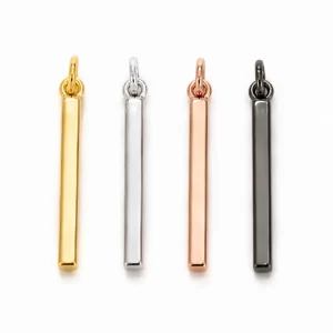 Gold Filled Long Bar Pendant Charm, Minimalist Rectangle Bar Necklace Charm, Vertical Stick Pendant for Jewelry Making, Gift for Her, CP046
