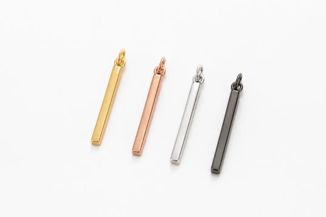 Gold Filled Long Bar Pendant Charm, Minimalist Rectangle Bar Necklace Charm, Vertical Stick Pendant for Jewelry Making, Gift for Her, CP046 - Image 3