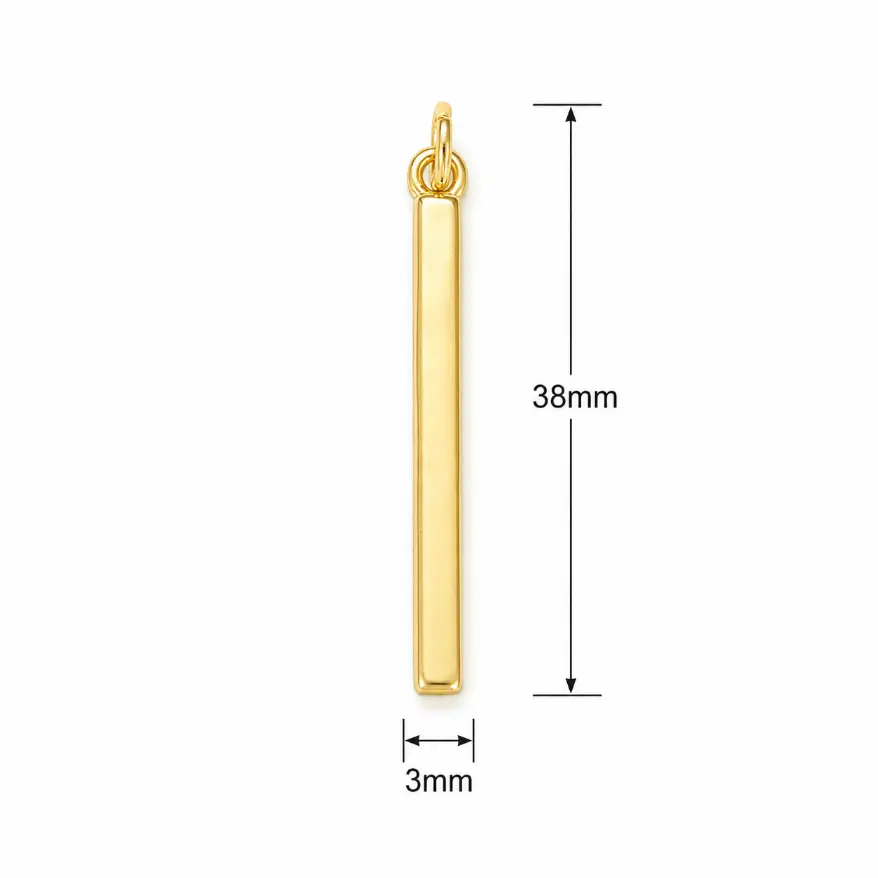 Gold Filled Long Bar Pendant Charm, Minimalist Rectangle Bar Necklace Charm, Vertical Stick Pendant for Jewelry Making, Gift for Her, CP046 - Image 4