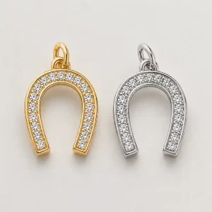 Gold Filled Horseshoe Charm, CZ Horseshoe Pendant, Lucky Horseshoe Jewelry Finding, DIY Necklace Bracelet Charm, Pendant Link, CP1740