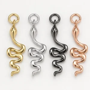 Gold Filled Snake Charm, CZ Eyed Serpent Pendant, Wavy Reptile Charm, Snake Pendant for Bracelet Necklace, Jewelry Making Supply, CP266