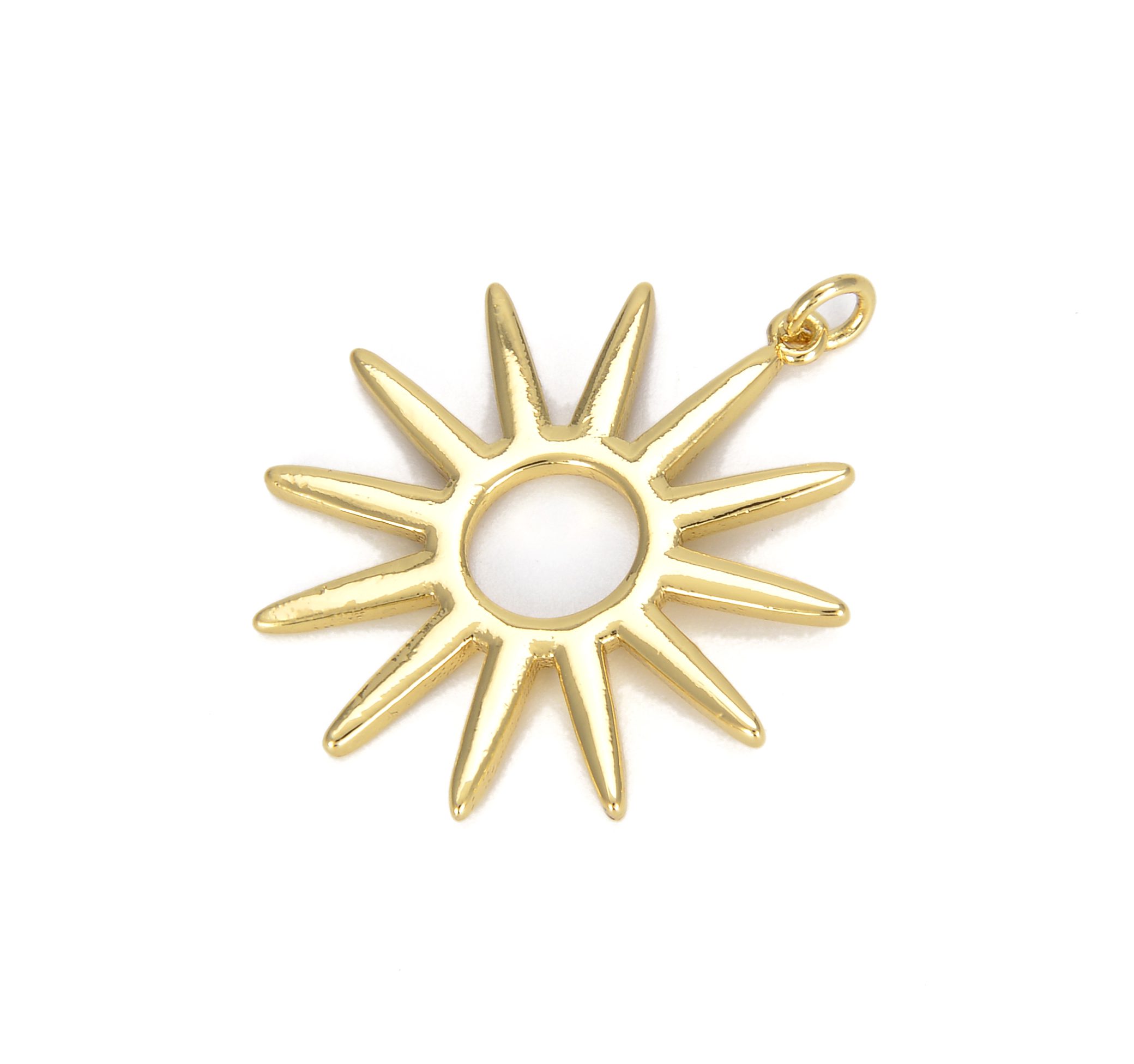 18K Gold Star Solar Sun Pendant Charm, CP615 - BeadsCreation4u