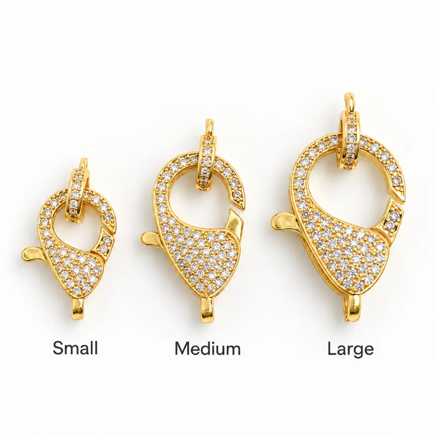 Gold Filled CZ Lobster Clasp, Pave Rhinestone Trigger Clasp, Jewelry Connector for Bracelets and Necklaces, DIY Jewelry Supply, CL461