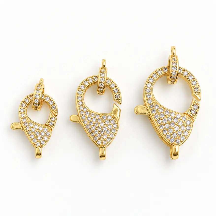 Gold Filled CZ Lobster Clasp, Pave Rhinestone Trigger Clasp, Jewelry Connector for Bracelets and Necklaces, DIY Jewelry Supply, CL461 - Image 3
