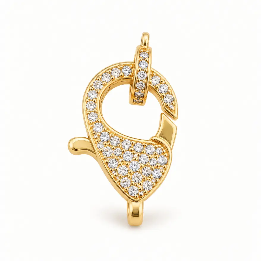 Gold Filled CZ Lobster Clasp, Pave Rhinestone Trigger Clasp, Jewelry Connector for Bracelets and Necklaces, DIY Jewelry Supply, CL461 - Image 4