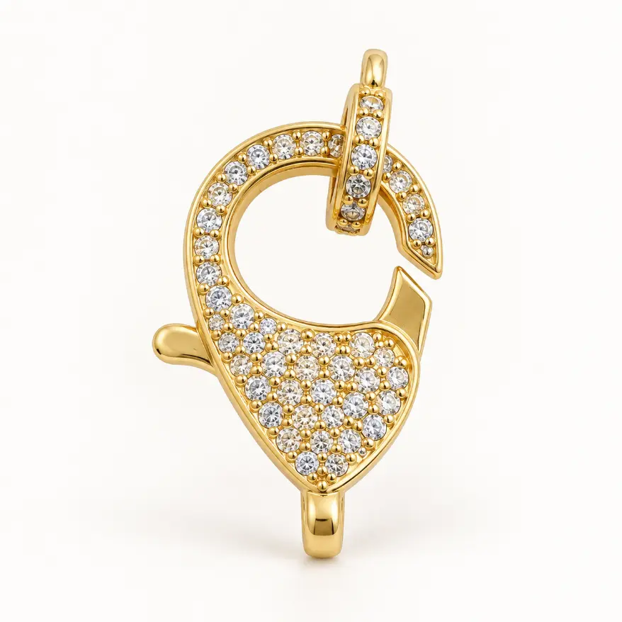 Gold Filled CZ Lobster Clasp, Pave Rhinestone Trigger Clasp, Jewelry Connector for Bracelets and Necklaces, DIY Jewelry Supply, CL461 - Image 6