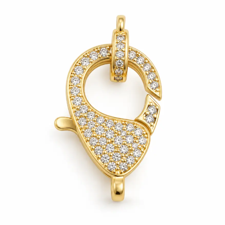 Gold Filled CZ Lobster Clasp, Pave Rhinestone Trigger Clasp, Jewelry Connector for Bracelets and Necklaces, DIY Jewelry Supply, CL461 - Image 5