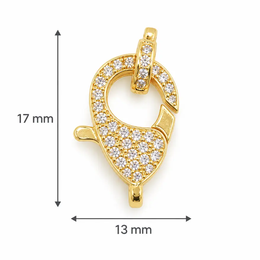 Gold Filled CZ Lobster Clasp, Pave Rhinestone Trigger Clasp, Jewelry Connector for Bracelets and Necklaces, DIY Jewelry Supply, CL461 - Image 9