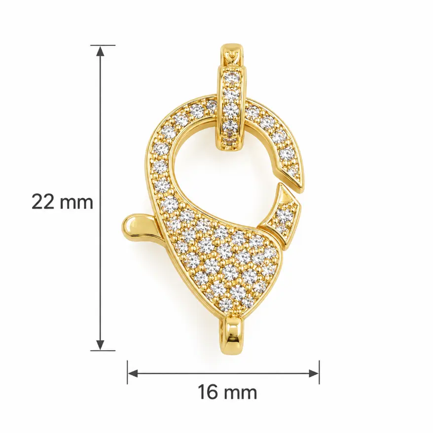 Gold Filled CZ Lobster Clasp, Pave Rhinestone Trigger Clasp, Jewelry Connector for Bracelets and Necklaces, DIY Jewelry Supply, CL461 - Image 8