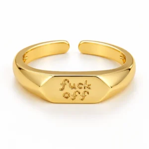 Gold Filled F Uck Off Ring, Open Band Statement Ring, Funny Sarcastic Inscription Jewelry, Adjustable Gold Ring Gift, RG100