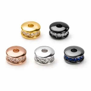 Gold Filled Spacer Bead, CZ Crystal Rondelle Bead, Round Jewelry Making Bead, Necklace Bracelet DIY Supplies, Gift for Her, SP030