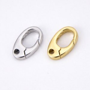 Gold Spring Gate Ring Clasp, Gold Filled Push Gate Ring, Oval Ring Charm Holder, Gold Clasp Connector Charm, 15x9mm, CL513