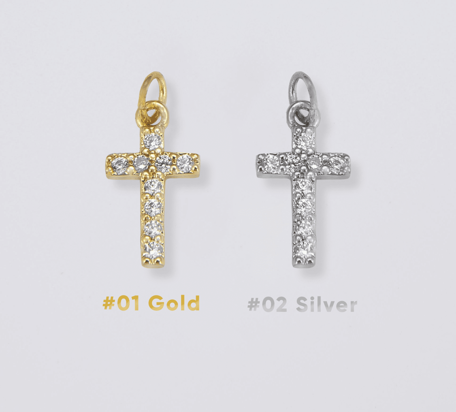 Small Cross Charm Pendant 18K Gold CZ Micro Pave Small Cross Charm Pendant  Cross Necklace Tiny Cross Cubic Zirconia, 11x6mm CP008 - BeadsCreation4u