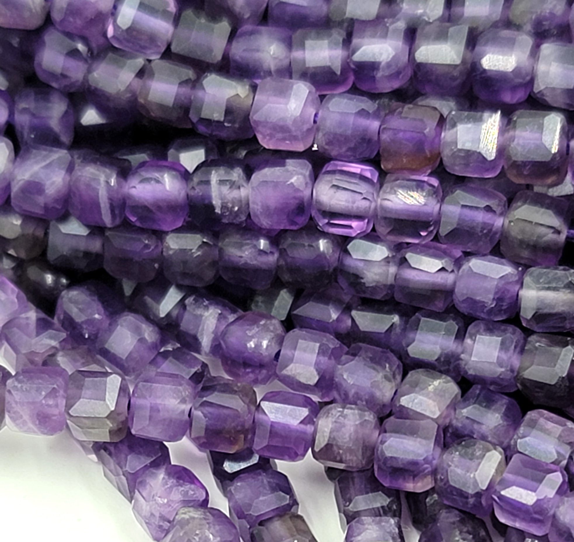 Natural Amethyst Beads 4x4mm Faceted Cube Loose Gemstone Cube Beads For Diy Jewelry Making 8777