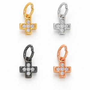 Gold Filled CZ Cross Charm, Crystal Rhinestone Cross Pendant, Religious Jewelry Charm for Necklace Bracelet, Jewelry Making Supply, CP430