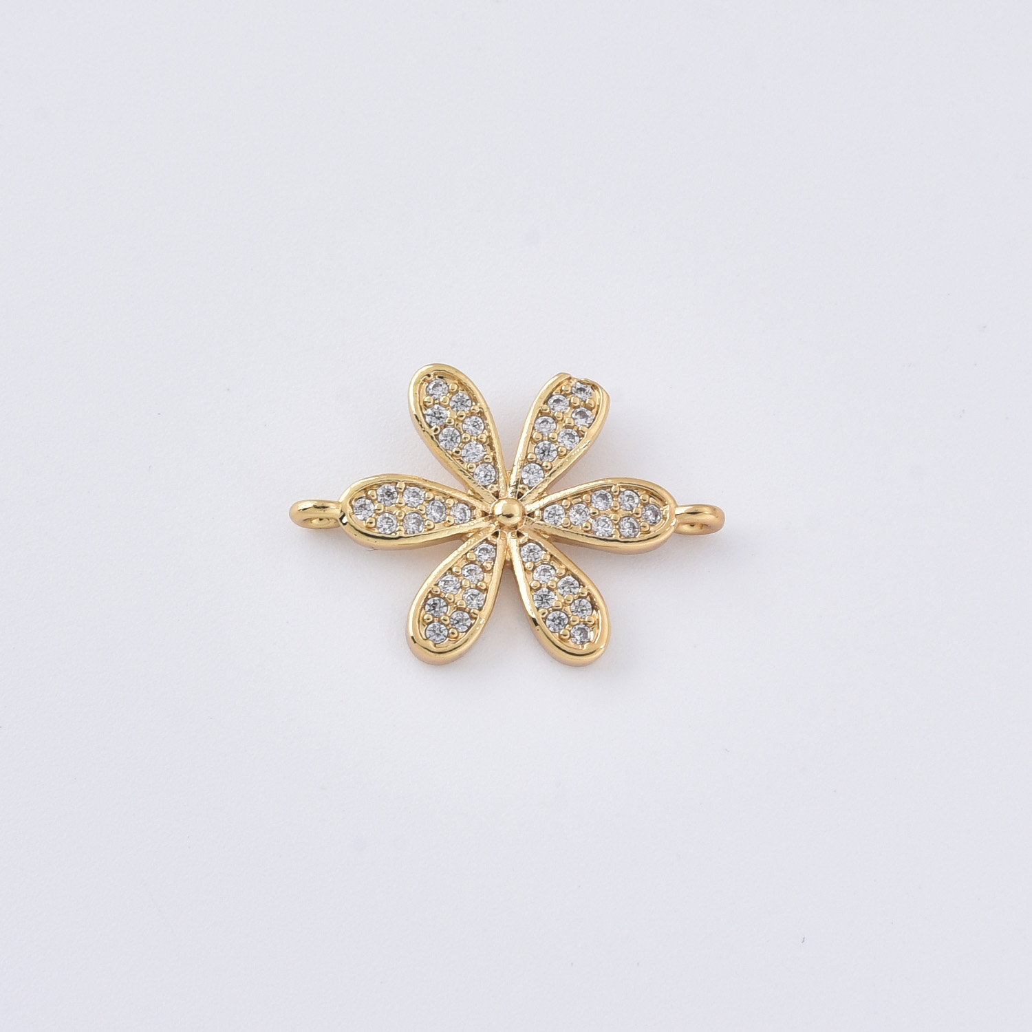 Gold Filled CZ Flower Connector Charm, Sparkly Daisy Floral Pendant for DIY Necklace Bracelet Jewelry Making, Boho Gift for Her, CN366B - Image 3
