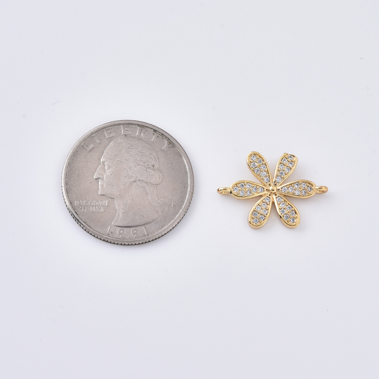 Gold Filled CZ Flower Connector Charm, Sparkly Daisy Floral Pendant for DIY Necklace Bracelet Jewelry Making, Boho Gift for Her, CN366B - Image 6