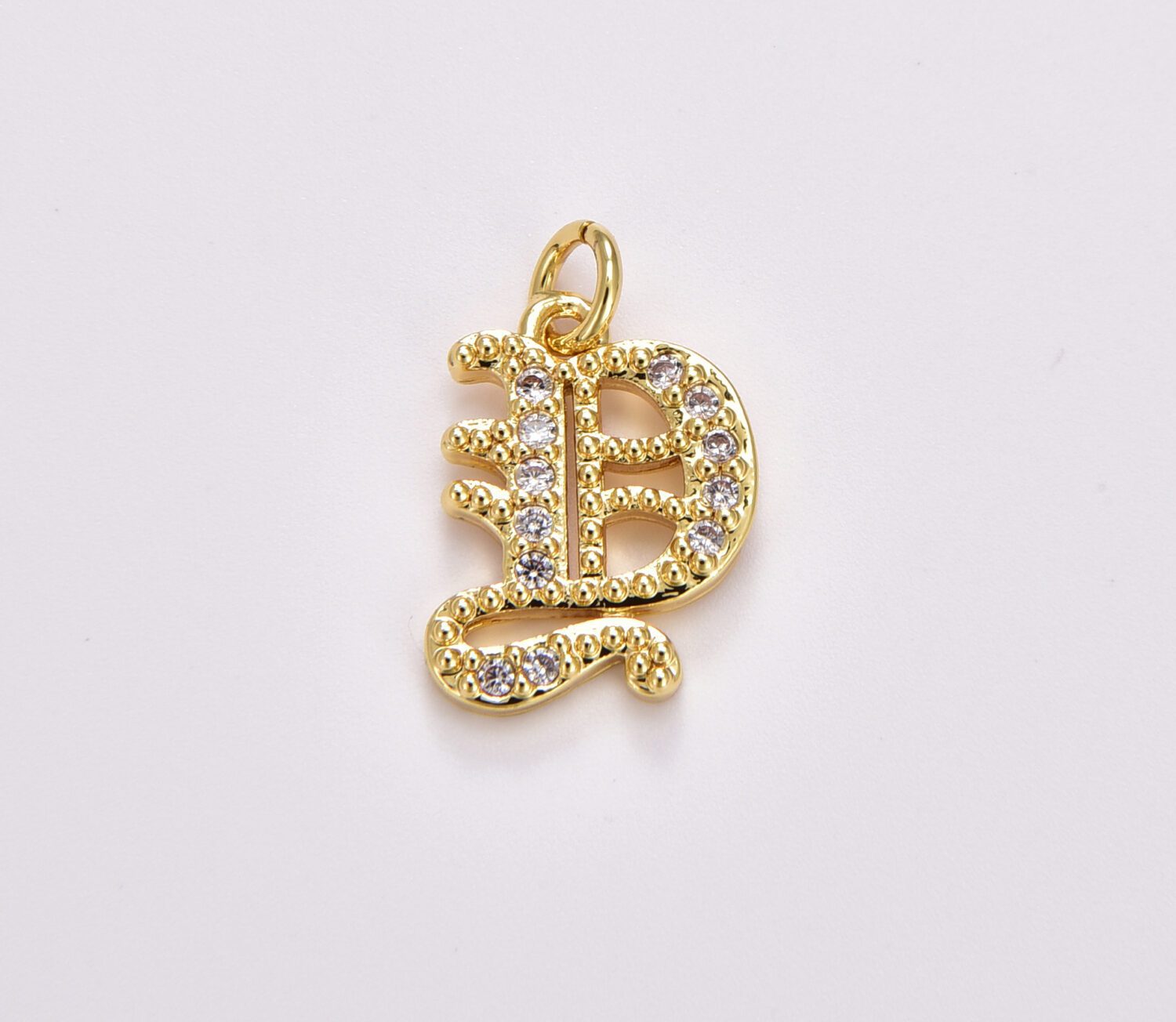 14K REAL Diamond Gothic Initial Charm Pendant Real Solid Gold Natural  Genuine Diamond Old English Initial Charm Pendant for Chain Necklace