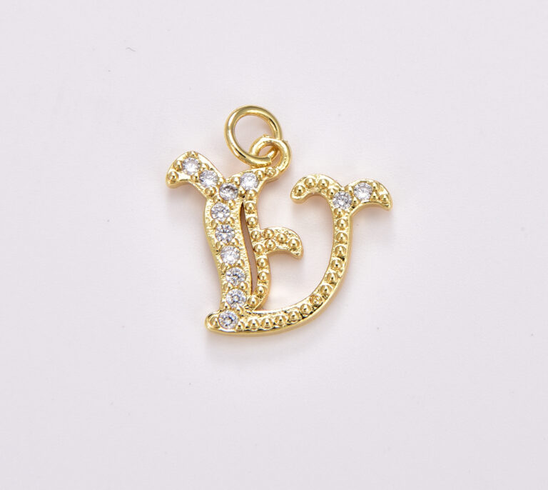 Gothic Letter Charm, Gold Filled Old English Font Initial Letters ...