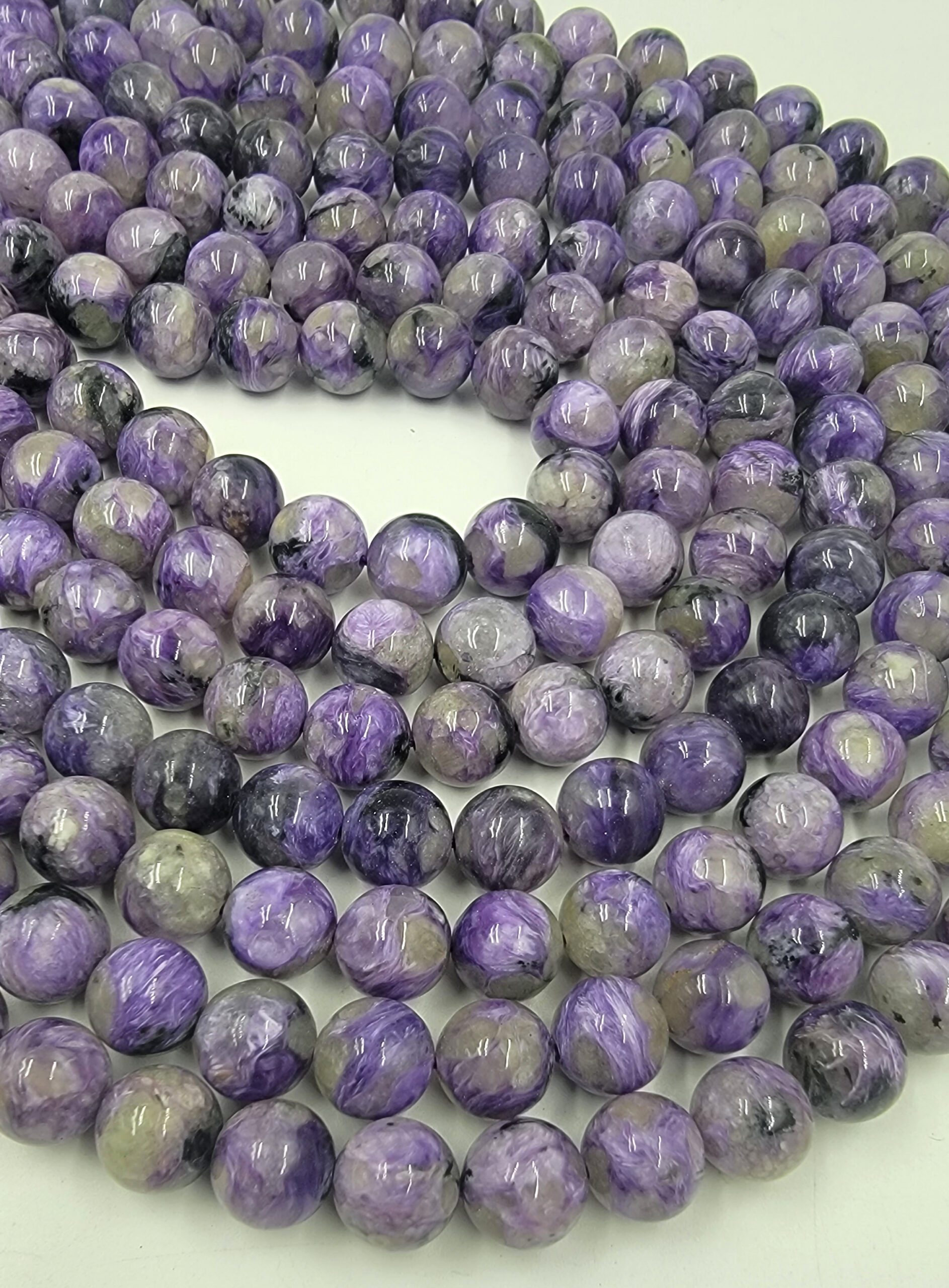 15mm Top Quality Natural Purple Charoite Crystal Round Beads Bracelet AAA 