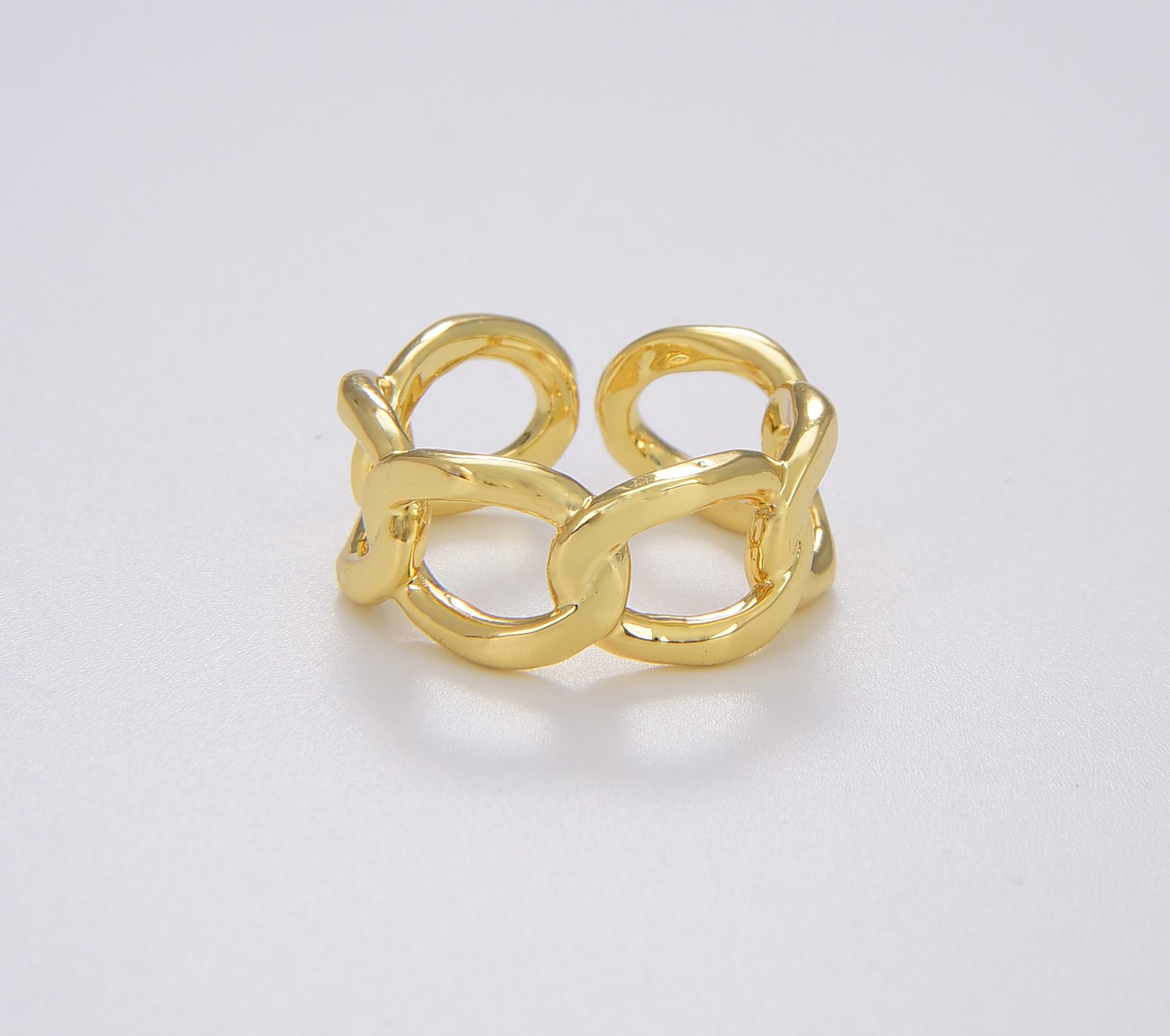 1x Gold Filled Curb Chain Ring, Statement Ring, Chunky Link Chain Ring ...