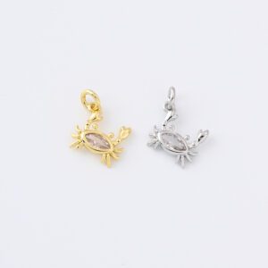 Gold Crab Charm, Gold Filled Pendant, Dainty Crab Necklace Charm for Jewelry Making, Stylish Crab Charm, 14x10mm, CP1729