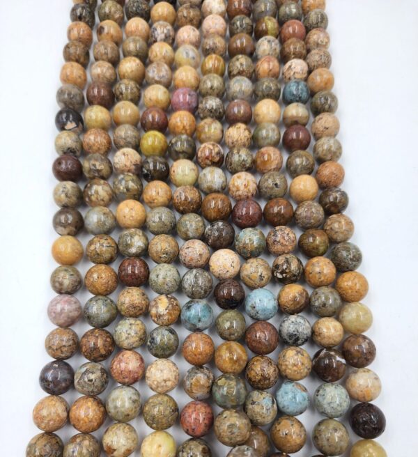 Fossilized Agate Beads Grade AAA Natural Minimalist Smooth Round Gemstone Beads for Do It Yourself Jewelry Making 15.5" Full Strand GRN347 - Image 3