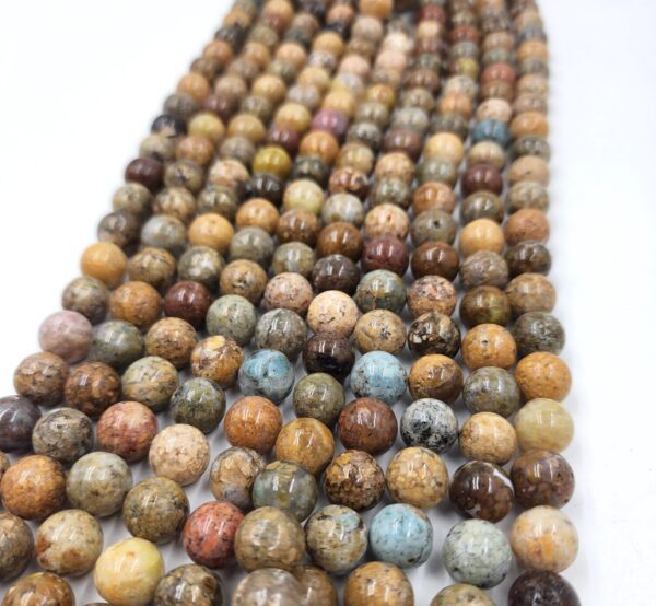 Fossilized Agate Beads Grade AAA Natural Minimalist Smooth Round Gemstone Beads for Do It Yourself Jewelry Making 15.5" Full Strand GRN347 - Image 4