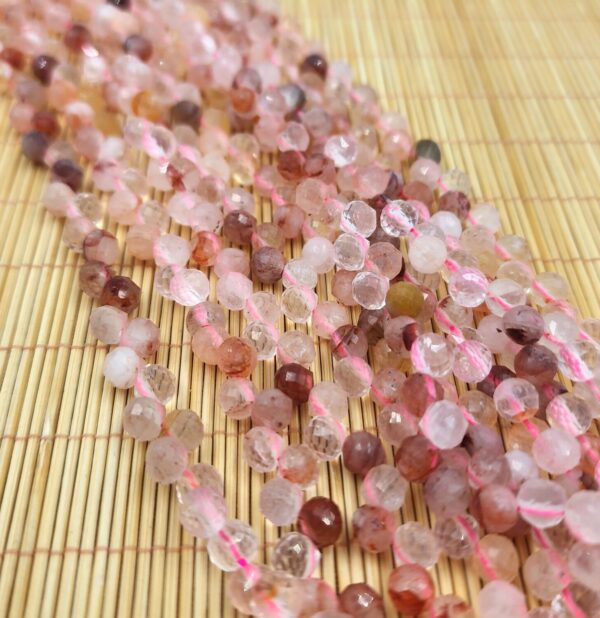 High Quality Red Flower Quartz Onion Cut, Water Drop Cut (Top Side Drill Hole = 1mm), Faceted Round Do it Yourself Jewelry 6mm, PRP780 - Image 3