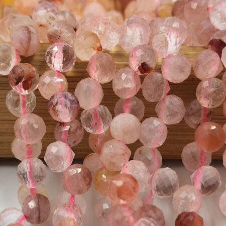 High Quality Red Flower Quartz Onion Cut, Water Drop Cut (Top Side Drill Hole = 1mm), Faceted Round Do it Yourself Jewelry 6mm, PRP780