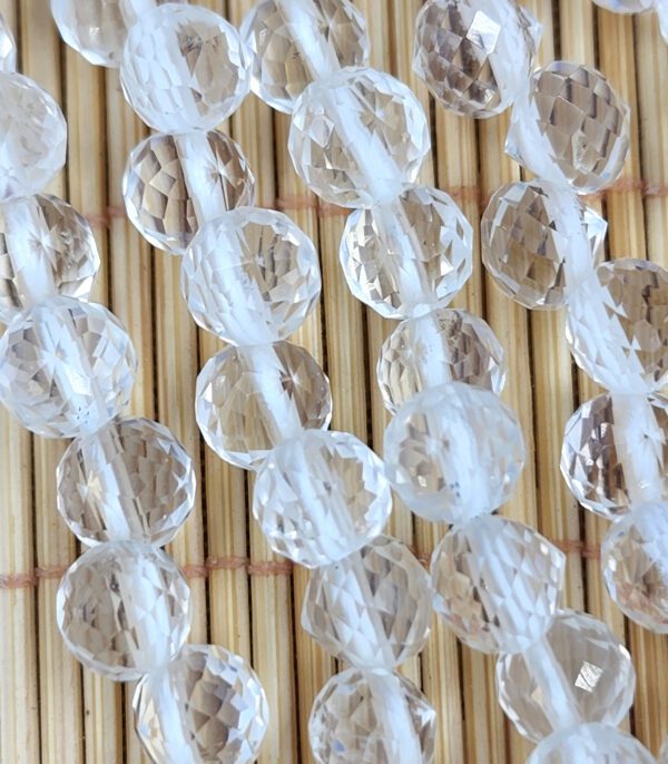 Natural Clear Quartz Onion Cut, Water Drop Cut (Top Side Drill Hole = 1mm), High Quality Clear Quartz Faceted Round, Do it Yourself Jewelry  Making 6mm, PRP784 - Image 2