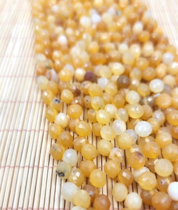 Natural Yellow Jade Onion Cut Gemstone, Water Drop Cut (Top Side Drill Hole = 1mm), Grade AAA Faceted Round Beads 6mm, PRP789 - Image 4