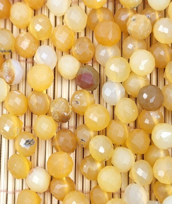 Natural Yellow Jade Onion Cut Gemstone, Water Drop Cut (Top Side Drill Hole = 1mm), Grade AAA Faceted Round Beads 6mm, PRP789 - Image 5