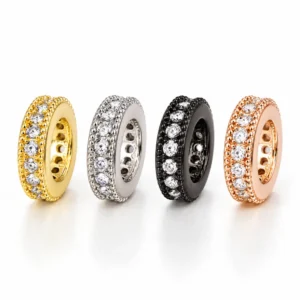 Gold Filled CZ Round Spacer Bead, Rhinestone Rondelle Bead, Round Jewelry Spacer for Bracelet Necklace Making, Spacer Bead, SP063